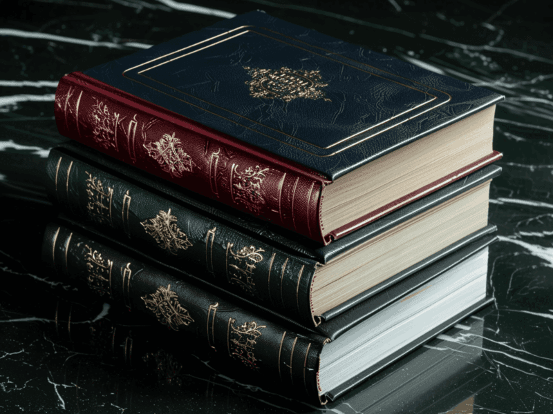 Trois livres aux couvertures élégantes générés avec Folio Studio